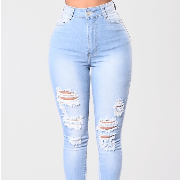 Fashion Nova Denim - Fashion Nova High Waisted Distressed Skinny Jeans